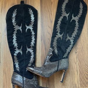 Gianni Bini black gunmetal sparkly over the knee boots!